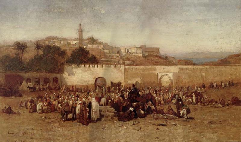 Louis Comfort Tiffany Market Day Outside the Walls of Tangiers Spain oil painting art